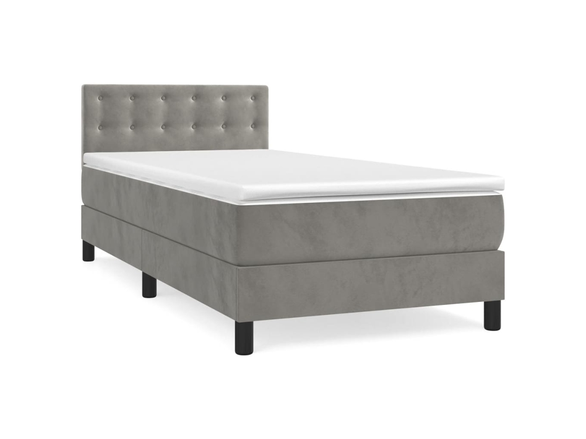 Box Spring Bed, Box Spring Beds Vidaxl Cinzeto Veludo (90 X 200 Cm)