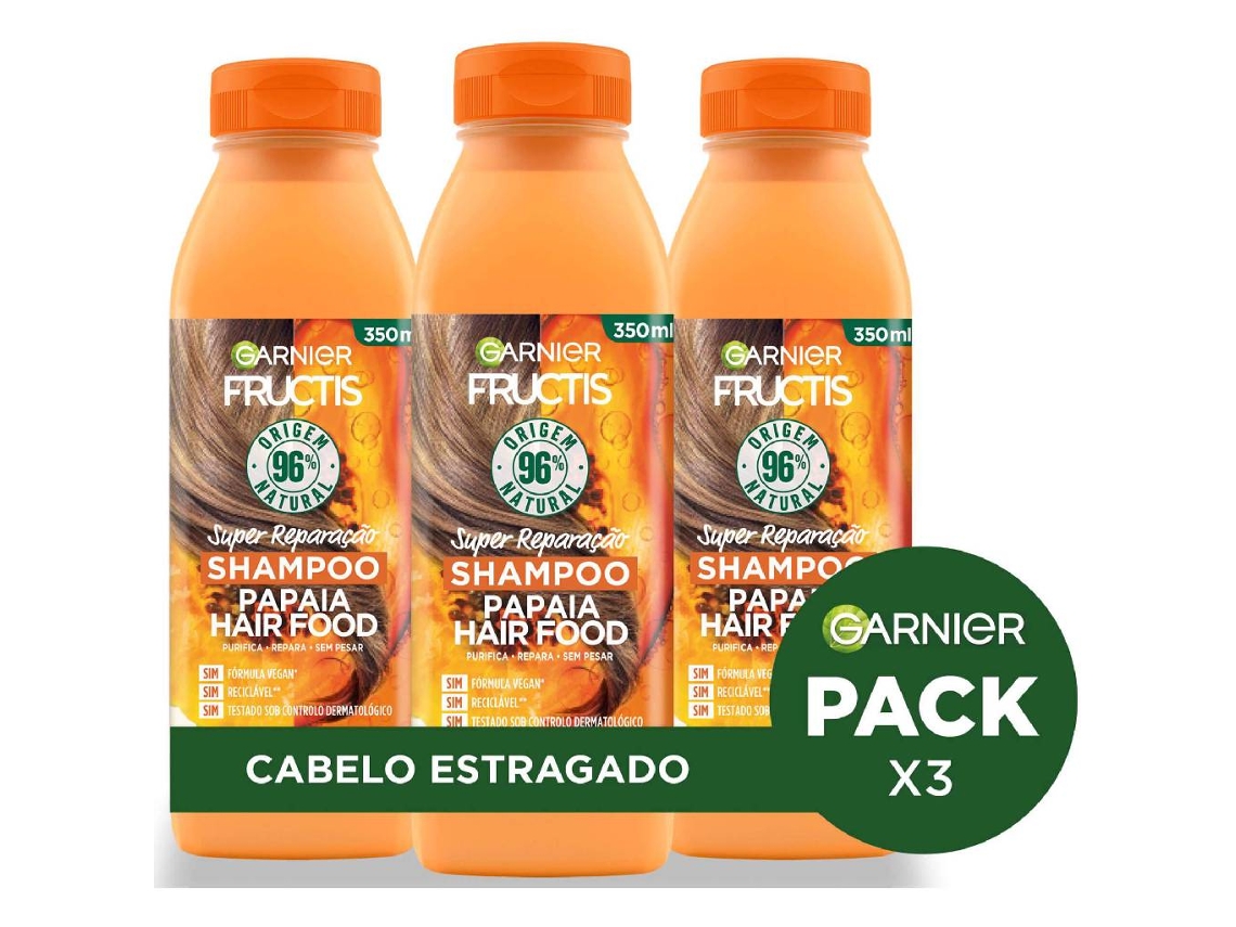 Champô Fructis Hair Food Papaia GARNIER emb. 3 x 350 ml