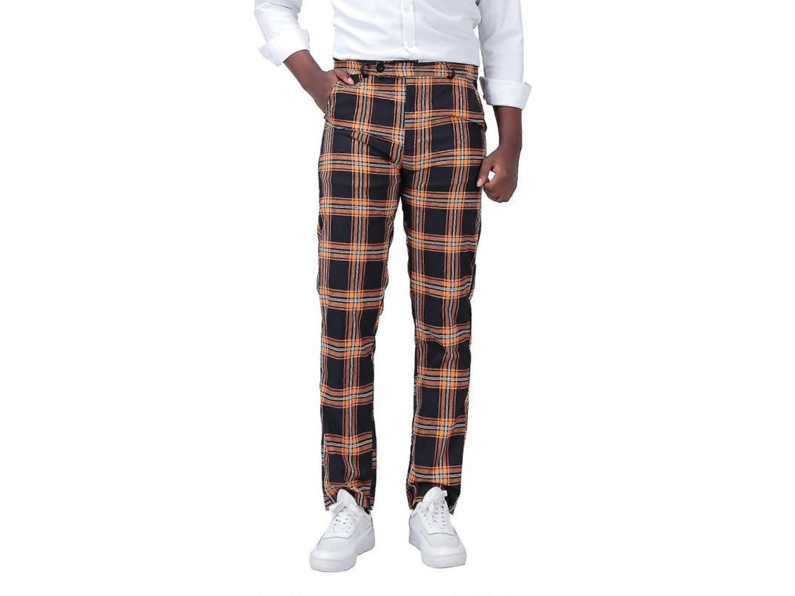 Calças De Algodão Com Modelagem Slim, Bolso Amplo E Design Moderno - Tamanhos Xs A 3xl Amarelo