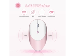 Hxsj T36 Rato Óptico Sem Fio De Três Modos Bt 3.0+5.0+2.4g Fino Silencioso Recarregável Rosa