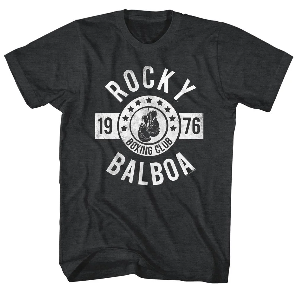 Unisex Adult T-shirt Rockinstone Rocky Movie Boxing Club Heather Black Sizexl