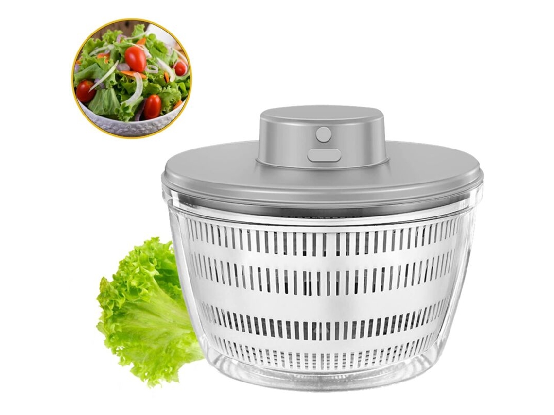 Centrífuga E Secadora De Salada Automática Sem Fio Usb 4000 Ml Para Frutas Vegetais. Tigela Servir. Secagem Rápida. Utensílios Cozinha Em Cores Moder