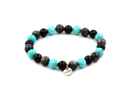 Pulseira De Contas De Labradorita Ágata Preta Turquesa 8 Mm Nostalgia88