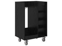 Vidaxl Armário De Golfe Com Roda Liso Carvalho Preto 65 X 45 X 98 Cm