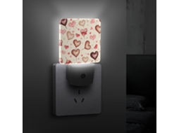 Luminária noturna em formato de coração, pintada à mão, com sensor crepuscular, eficiente e decorativa para o quarto.