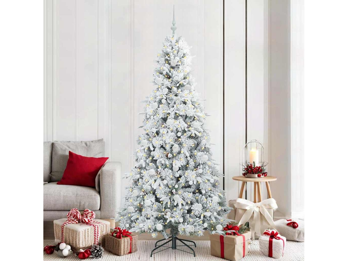 Vidaxl Árvore De Natal Articulada Artificial Branco 210 Cm Pe E Pvc