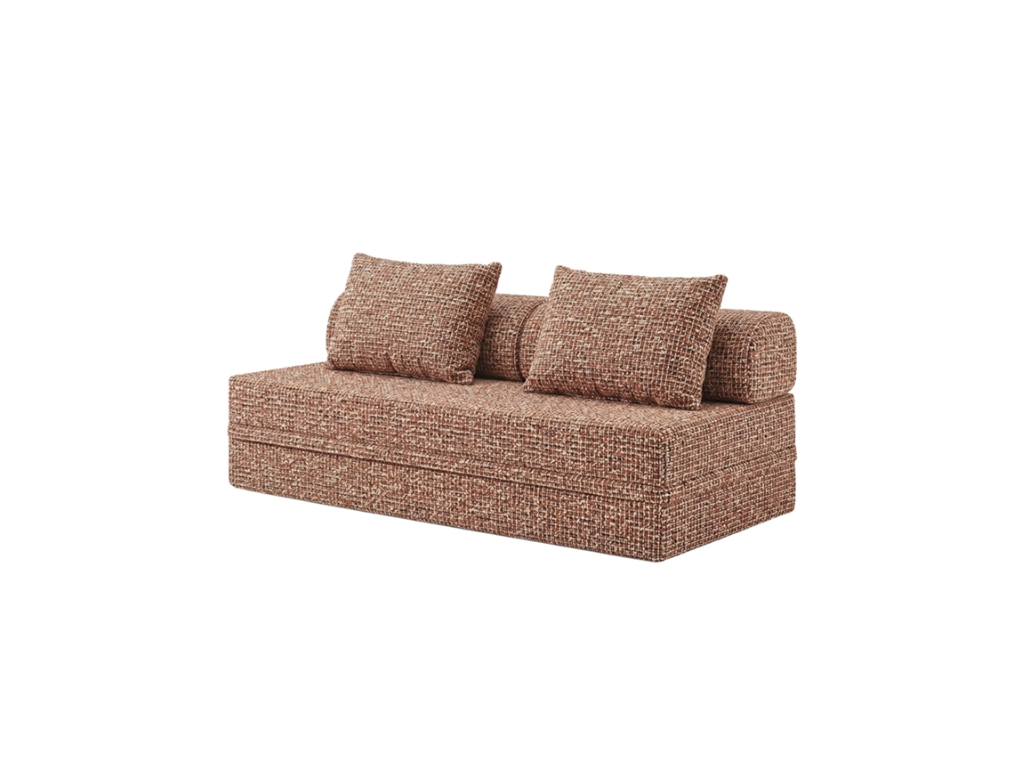 Sofá Modular 3 Lugares Convertível Tweed Terracota SKOFFA