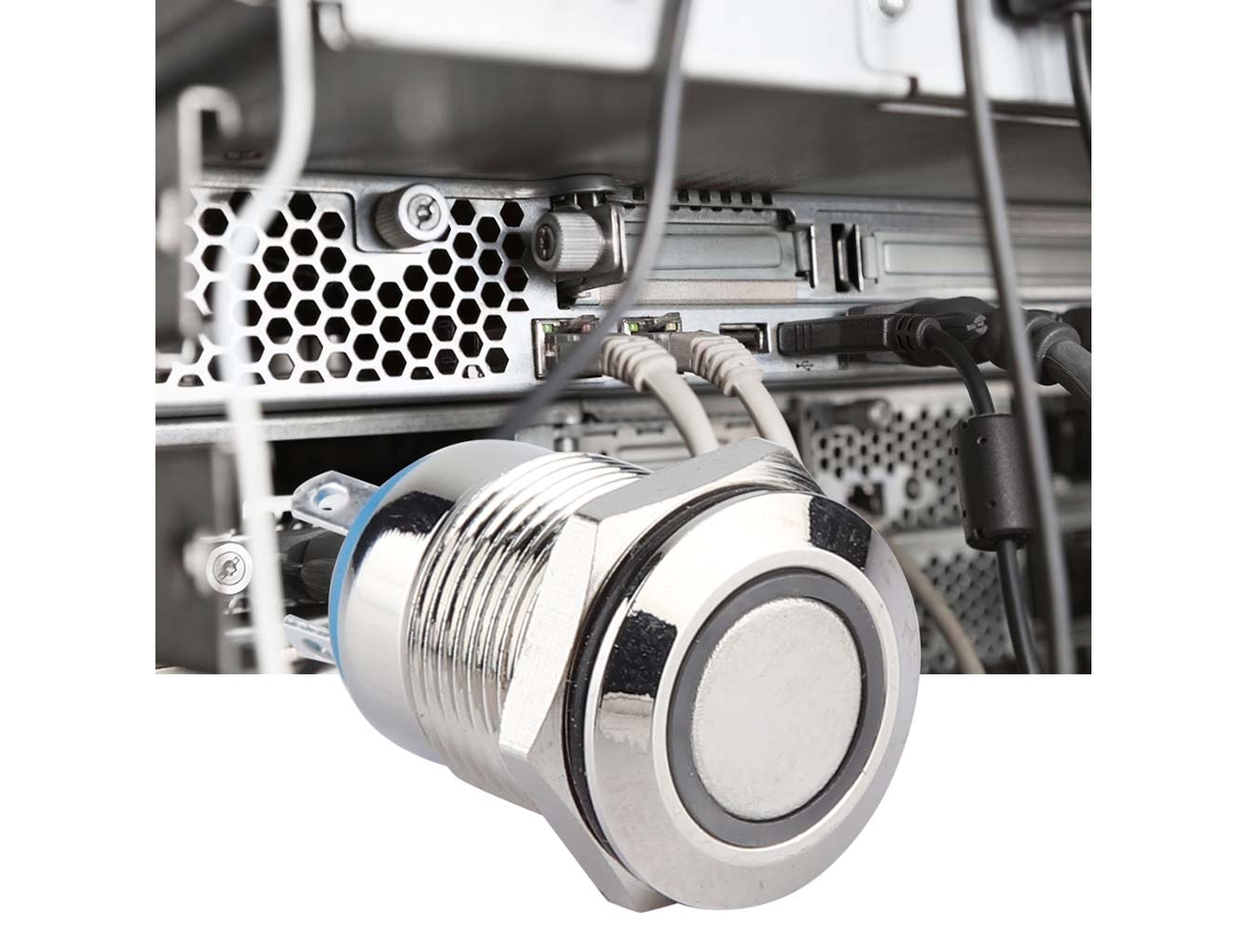 Interruptor Push button 12mm Led Azul 24v Auto reset