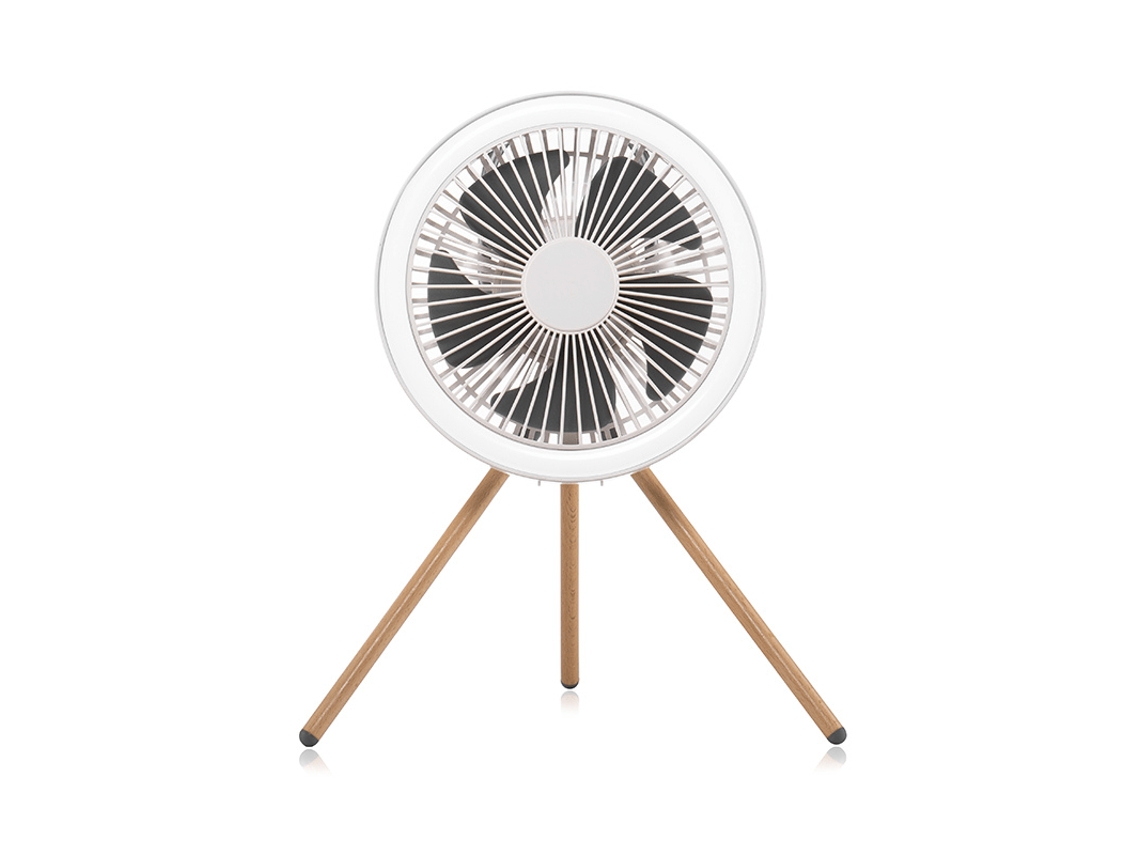 Ventilador De Camping Com Suporte Madeira, Branco
