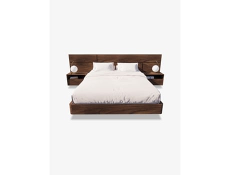 Cama de Casal com Cabeceira Kiel Medidas CRISPALMÓVEL Castanho (285x210x100cm)