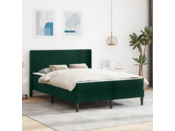 Vidaxl Estrutura De Cama Com Colchão Verde-escuro 160 X 200 Cm Veludo
