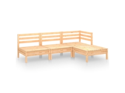 4 Pcs Conjunto Lounge de Jardim Pinho Maciço MAISON EXCLUSIVE