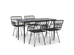 Garden Dining Set, Garden Dining Sets Vidaxl Preto Rattan / Vime (140 X 70 X 74 Cm)