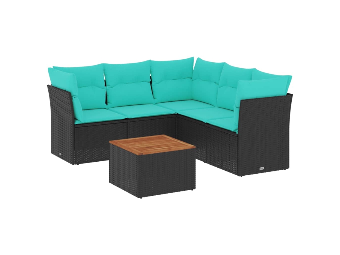 Maison Exclusive - 6 Pcs Conjunto De Sofás P/ Jardim C/ Almofadões Vime Pe Preto