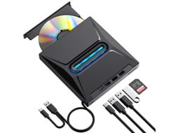 Drive Externo Cd/dvd- 8 Em 1 Usb 3.0 Tipo-c, Hub Usb E Leitor Sd/tf Para Pc Mac Hexinyigjly