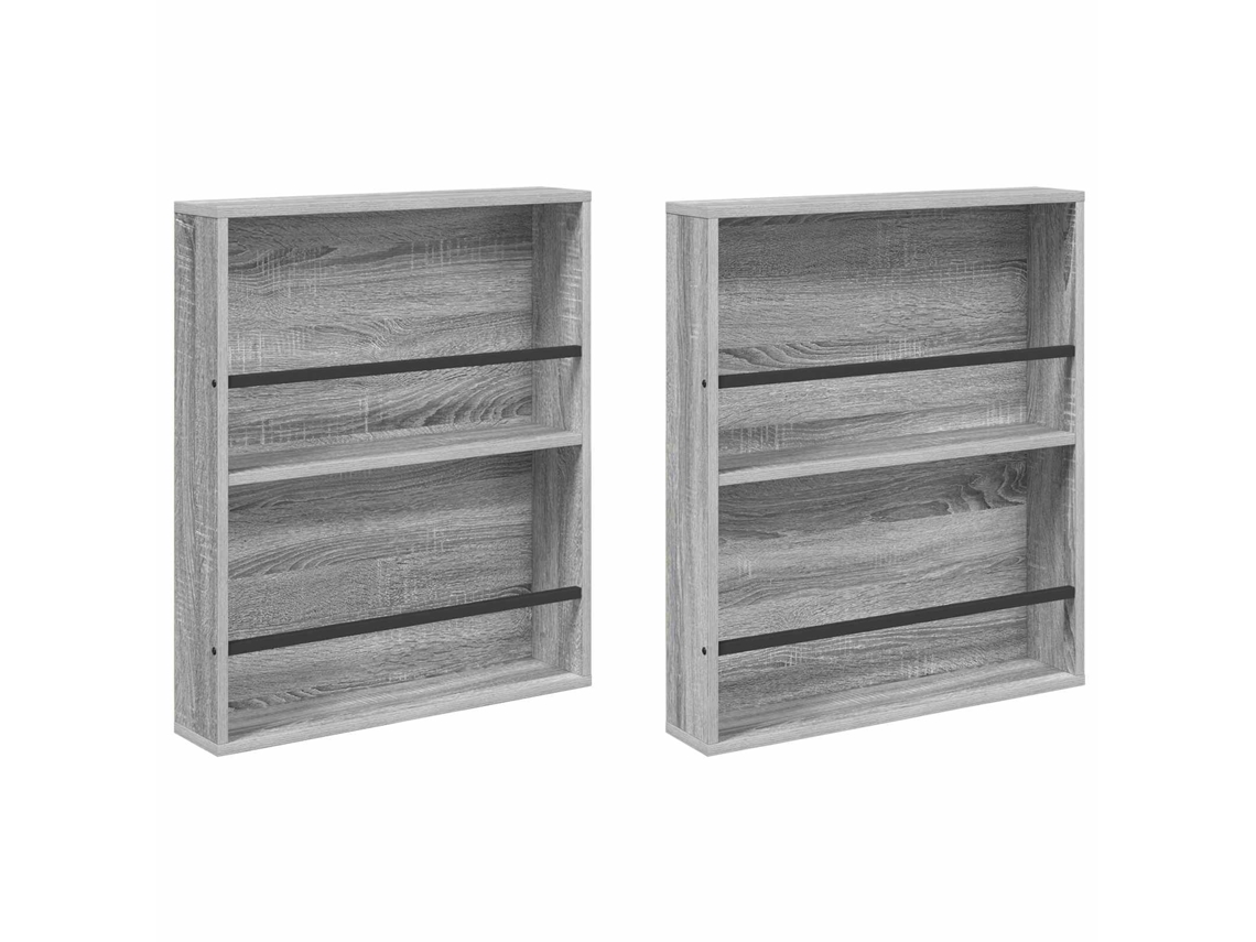 Estante de Revistas 2 Pcs Cinza Sonoma 60 X 12 X 70 Cm VIDAXL