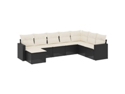 Maison Exclusive - 8 Pcs Conjunto Sofás De Jardim Com Almofadões Vime Pe Preto
