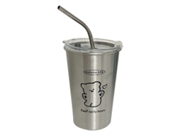 Caneca de Viagem de Aço Inoxidável 500ml com Canudo | S/MARCA