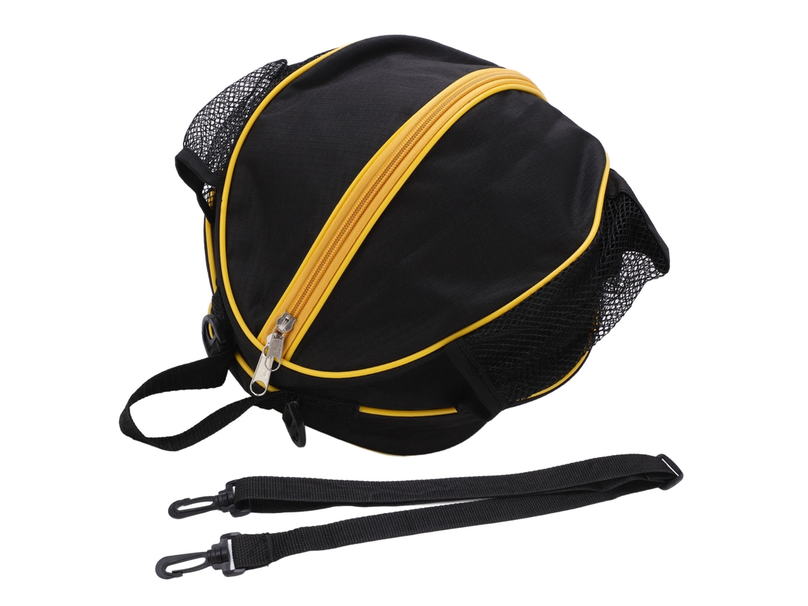 Bolsa Redonda De Malha Para Basquete Oxford Têxtil Com Borda Amarela Armazenamento Esportivo