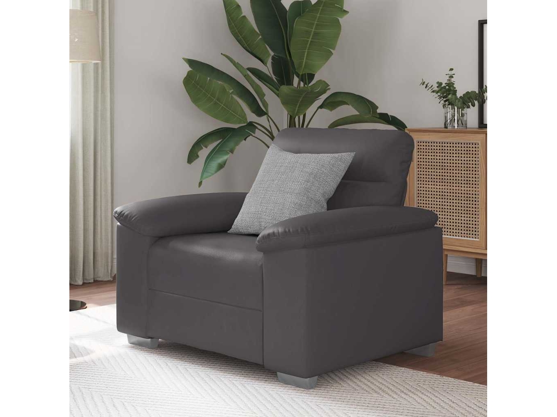 Poltrona De Sala | Cadeira | Poltrona 60 Cm Couro Artificial Cinzento Wsd541091 Lovely Home