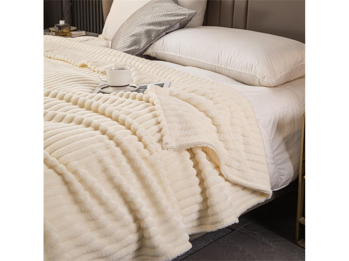 Manta de Flanela Macia Fansu Cor Sólida Quente e Grossa Ideal para Cama Sofá em Todas as Estações 127x152cm, M