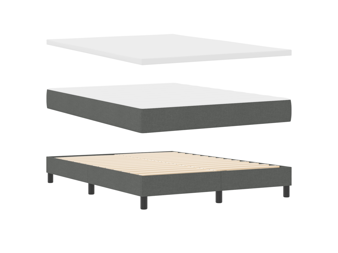 Conjunto 1 Cama Box Vidaxl Cinzento Tecido (200 X 140 Cm)