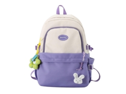Mochila Escolar De Nylon Com Grande Capacidade E Pingente Charmoso, Ideal Para Viagens, Faculdade E Escola. Cor Roxa.