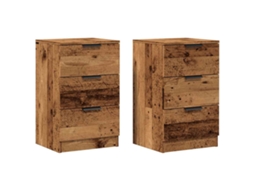 Bedside Cabinet, Bedside Cabinets Vidaxl Marrom Madeira Processada (n/a)
