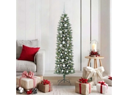 Vidaxl Árvore Slim De Natal Artificial Verde E Branco 150 Cm