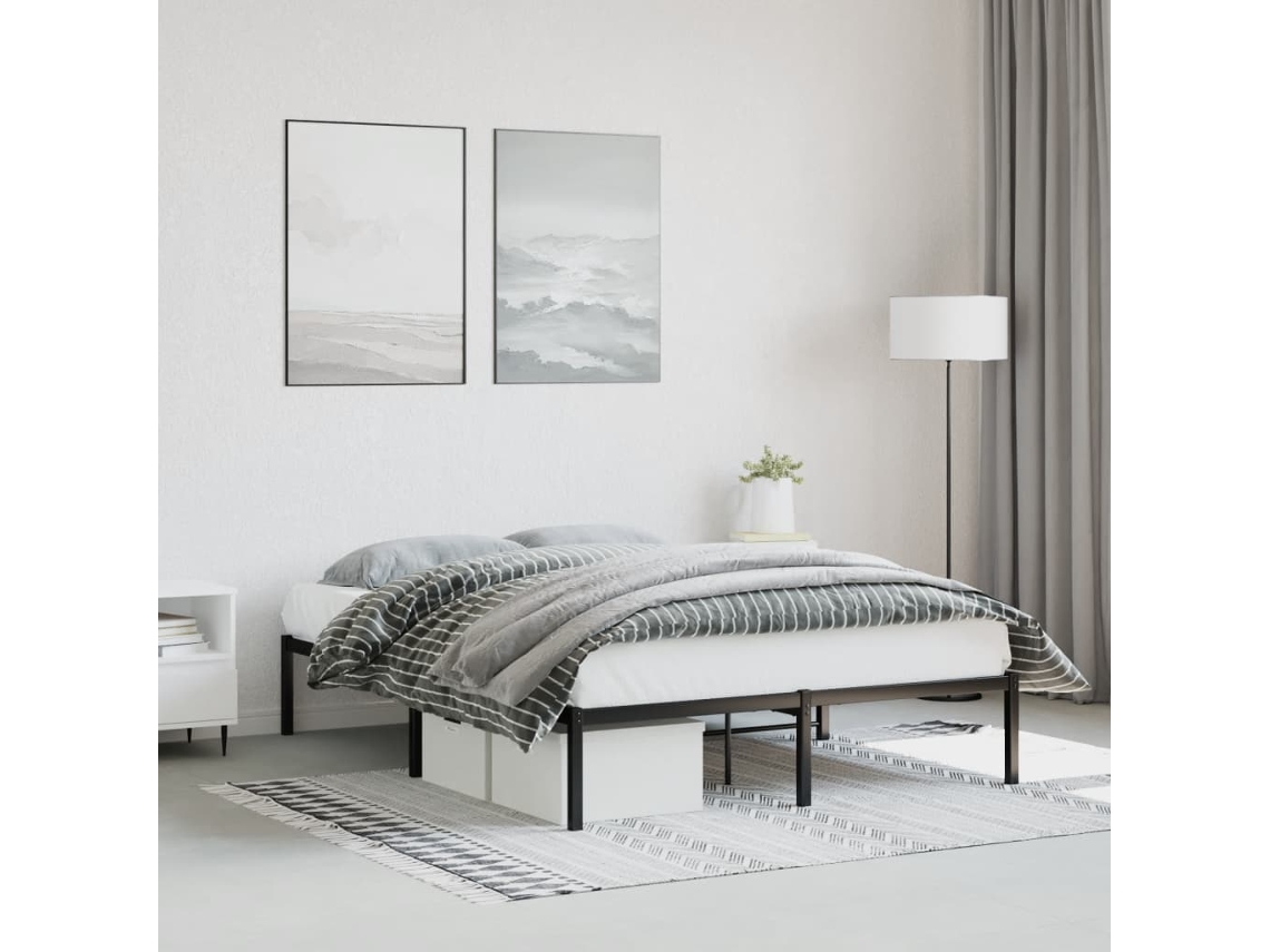 Vidaxl Estrutura De Cama 140x200 Cm Metal Preto