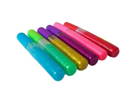 Pacote Com 6 Canetas Cola Com Glitter Cores Sortidas Artesanato Infantil E Escolar Siroco