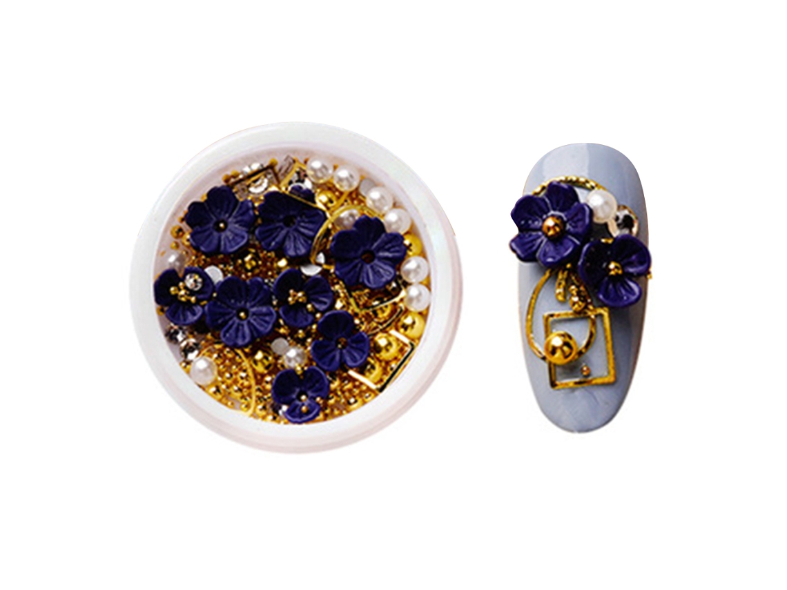 Acessórios De Unhas 3d Com Shell, Flor E Strass Mistos Decorativos Para Diy De Nail Art Prendedores De Unhas