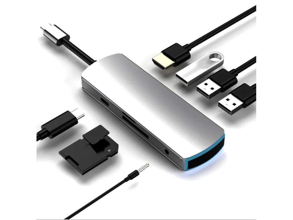 Hub Usb Tipo C 8 Em 1 Tipo C A 4k Leitor De Cartão Tfsd Aduio De 3 5 Mm 3 Portas Usb 3.0 Carregamento Rápido Pd Estação De Acoplamento Bestvite