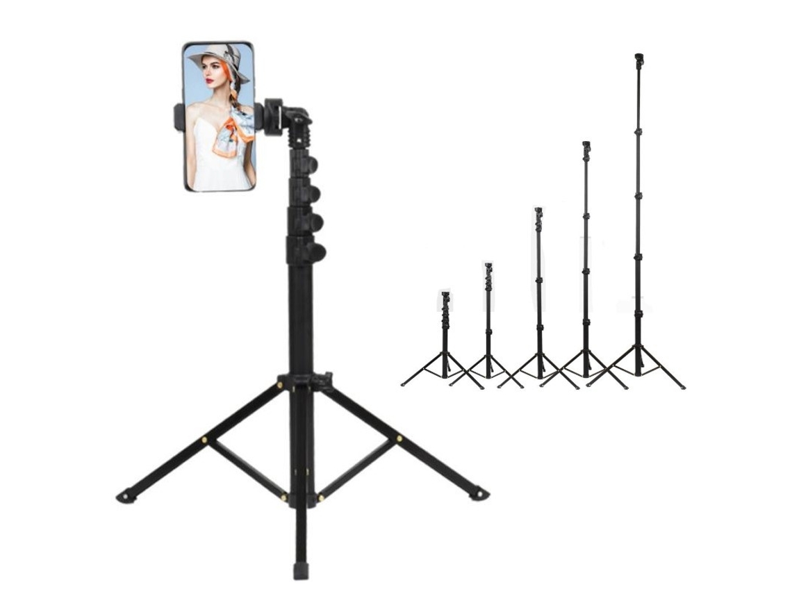 Lurelia Tripé Para Selfie Extensível, Até 160 Cm, Rotação 360°, Para Telemóvel, Em Liga De Alumínio, Preto