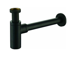 Sifão Padrão Redondo de Latão, Acabamento Preto Fosco, Conexões 1 1/4, 320cm, 660g