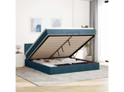 Vidaxl Estrutura De Cama Otomana Com Colchão 200x200 Cm Azul Escuro