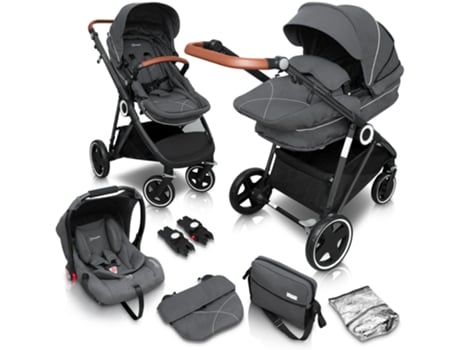 Carrinho De Bebé 3 In 1 Babygo Halime Grey (black Chassi)