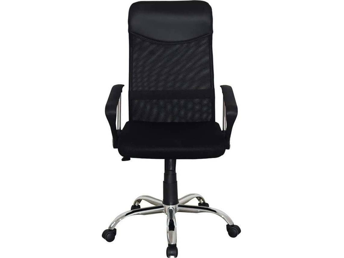 Cadeira de Escritório Executiva MITSAI Roma II Preto (Outlet Grade A - Braços Fixos - Malha)