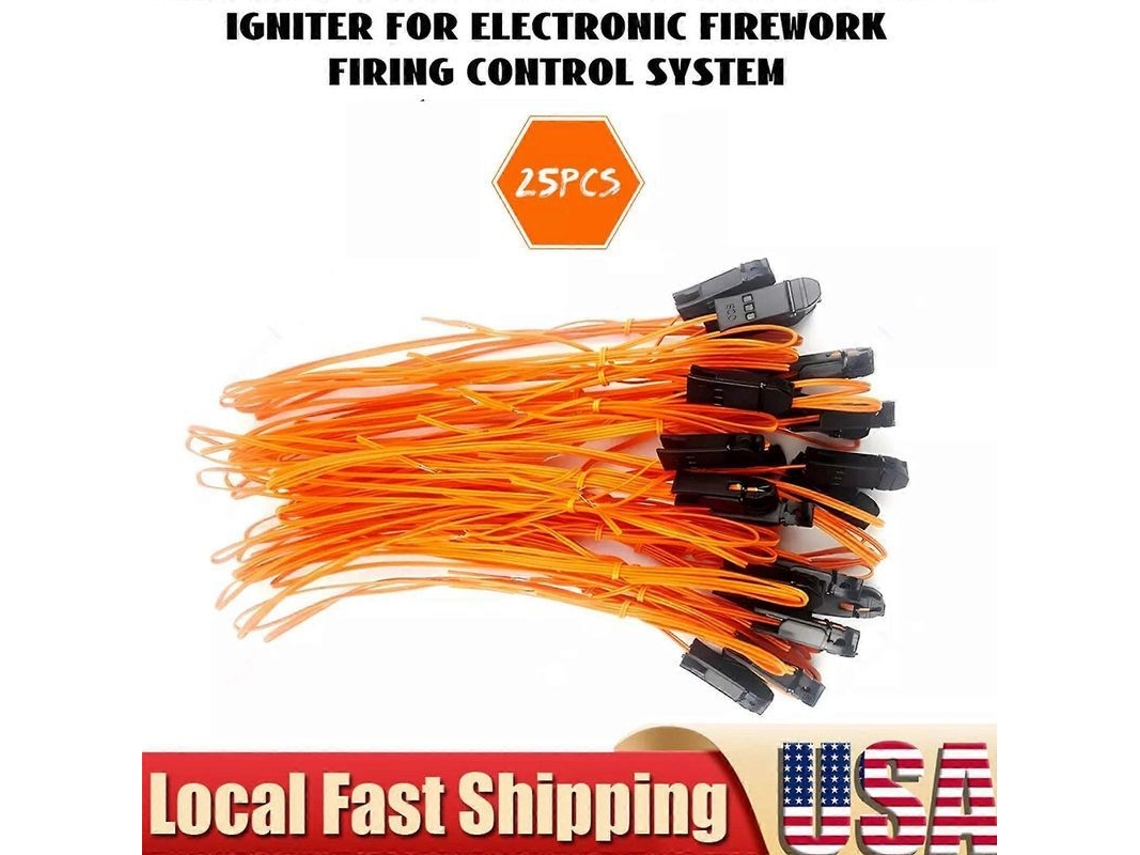Pack 25 ignitores Talon 1m + cabo mini sistema disparo fogos U2L CHARM