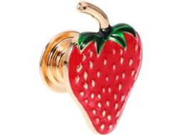 Puxador Decorativo Vermelho Em Liga De Zinco Formato Morango Valiclud, Com Furo Único De 4mm, Para Portas De Armários