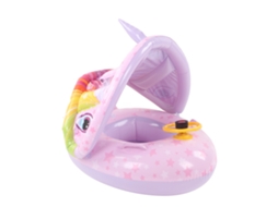 Flutuador Inflável Para Bebê De Personagem Animado Com Alças E Toldo Solar Pvc