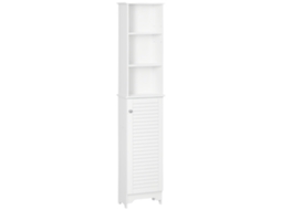 Coluna de Banheiro com Prateleira de 3 Níveis e Armário Fechado, MDF e Aglomerado 34x20x165 cm branco S/MARCA
