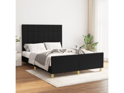 Estrutura De Cama Sem Colchão 140x190 Cm Tecido Preto