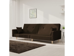 Vidaxl Sofá-cama 2 Lugares Com Duas Almofadas Tecido Castanho-escuro