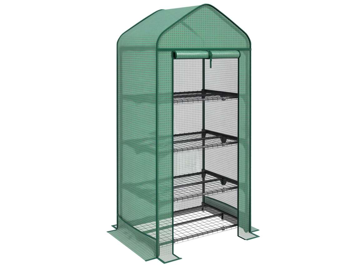 Estufa de 4 Prateleiras com Porta Enrolável, Metal, 69x49x158 cm VERDE | S/MARCA