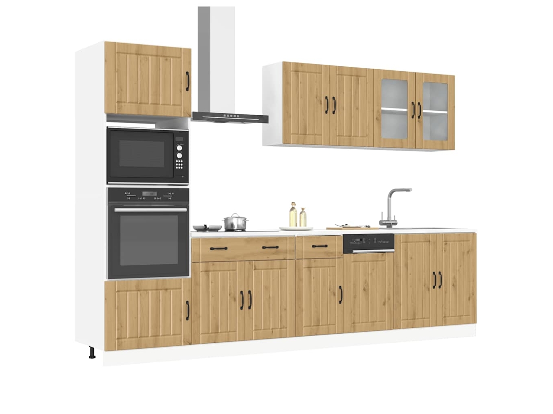 Vidaxl 7 Peças Armário De Cozinha Conjunto Kalmar Carvalho Artisiano