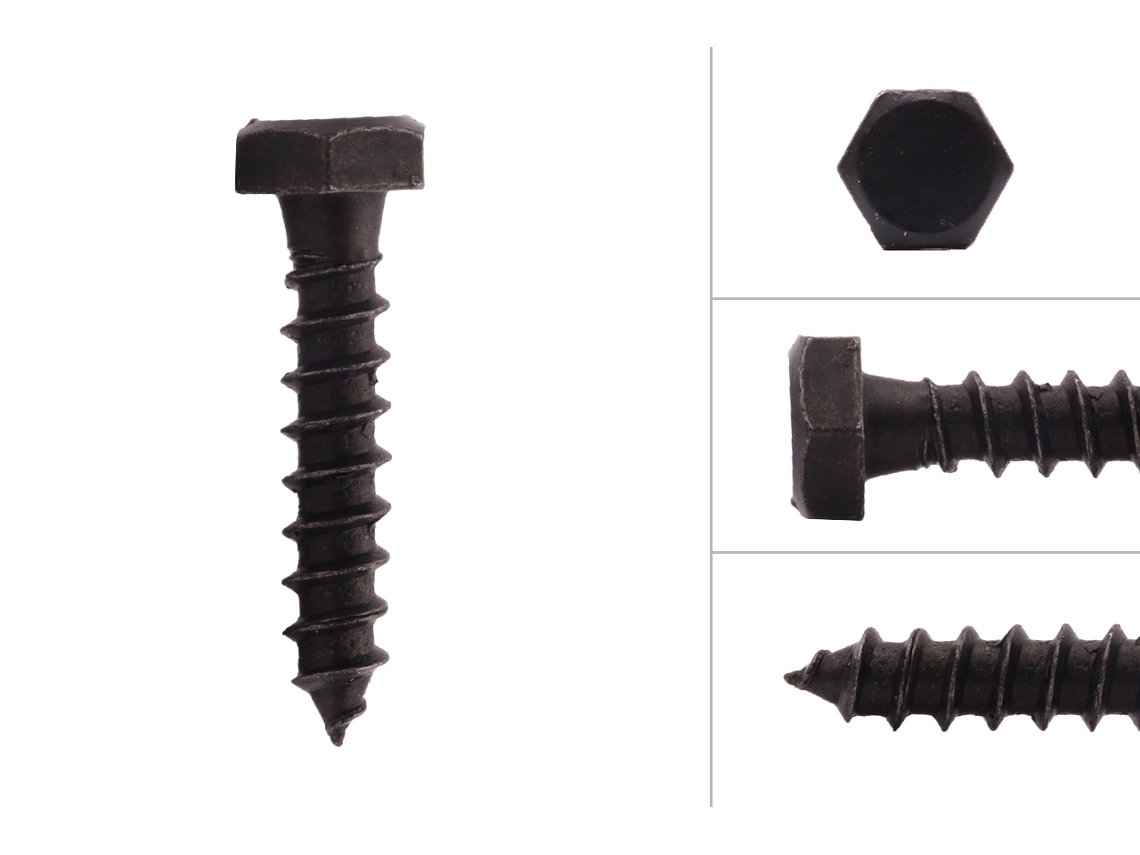 Parafusos Sextavados Pretos de Madeira M6 X 30 Mm 25 Peças WOVAR