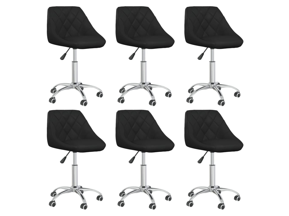 Vidaxl Cadeiras De Jantar Giratórias 6 Pcs Couro Artificial Preto