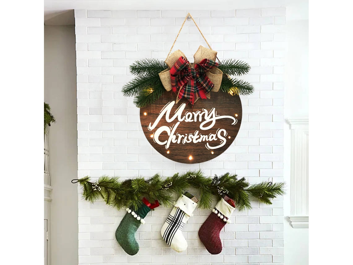Placa Pendurada De Natal (com Luzes, 28,5 Cm) Eoocoo