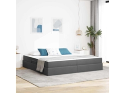 Vidaxl Cama Com Arrumação E Colchão Cinza Escuro 200 X 200 Cm